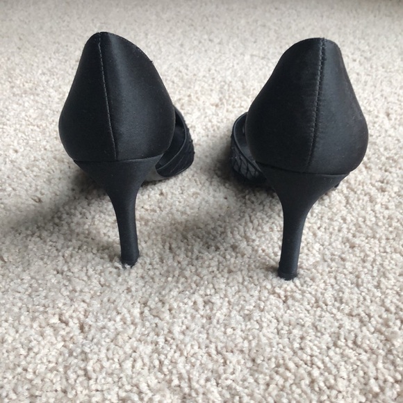 NINA BLACK DRESS HEELS WITH MESH AND RHINESTONES - Picture 4 of 6